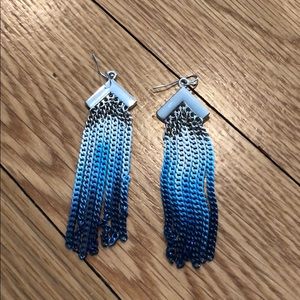 Chain-link Silver and Blue Ombré Earrings